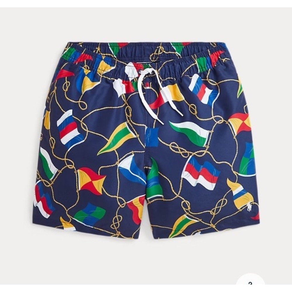 Vtg Polo Ralph Lauren Yacht Nautical Flags Swim Trunks Shorts Mens Sz XL Beach